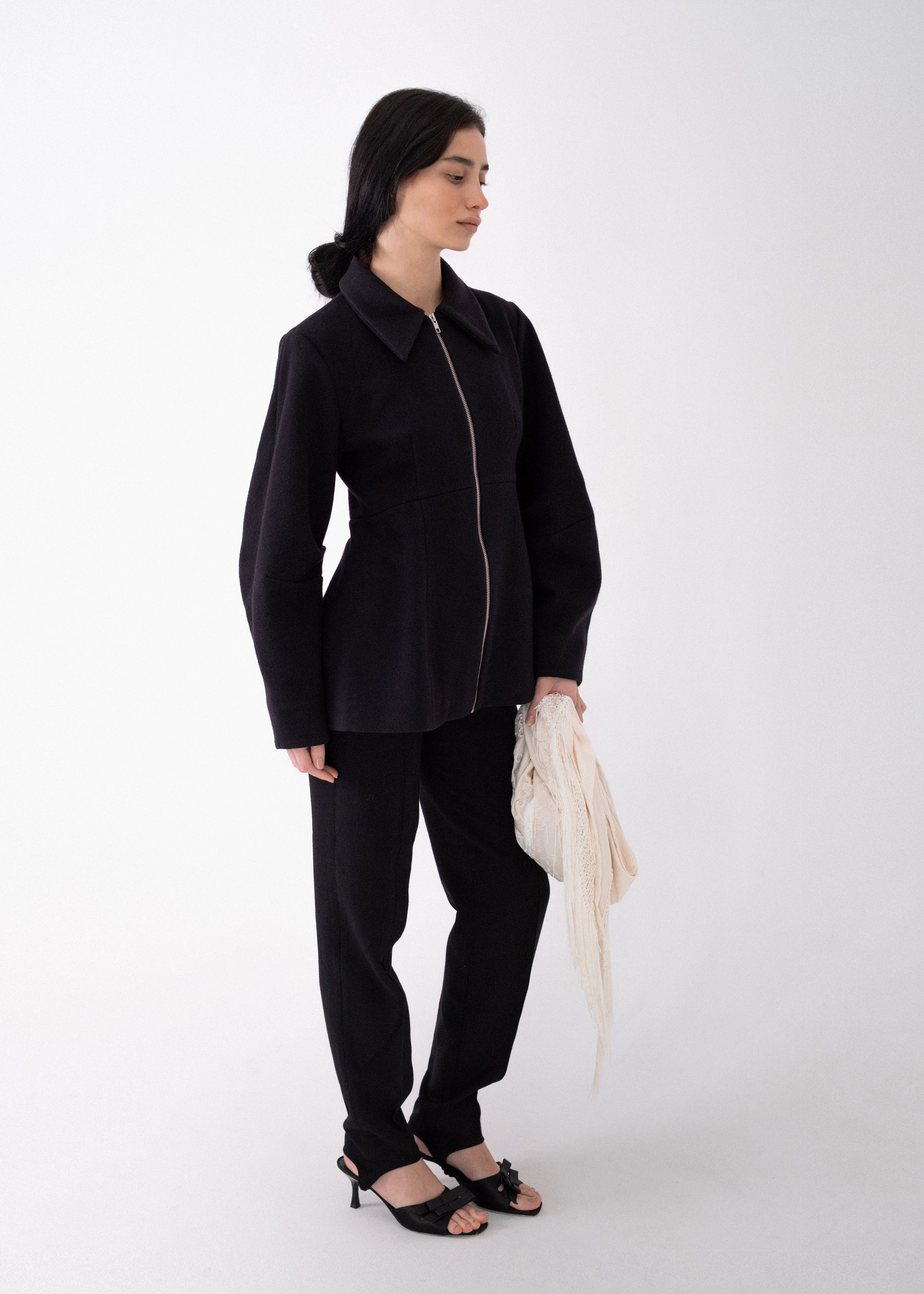 Dark Blue Wool Shaped Jacket