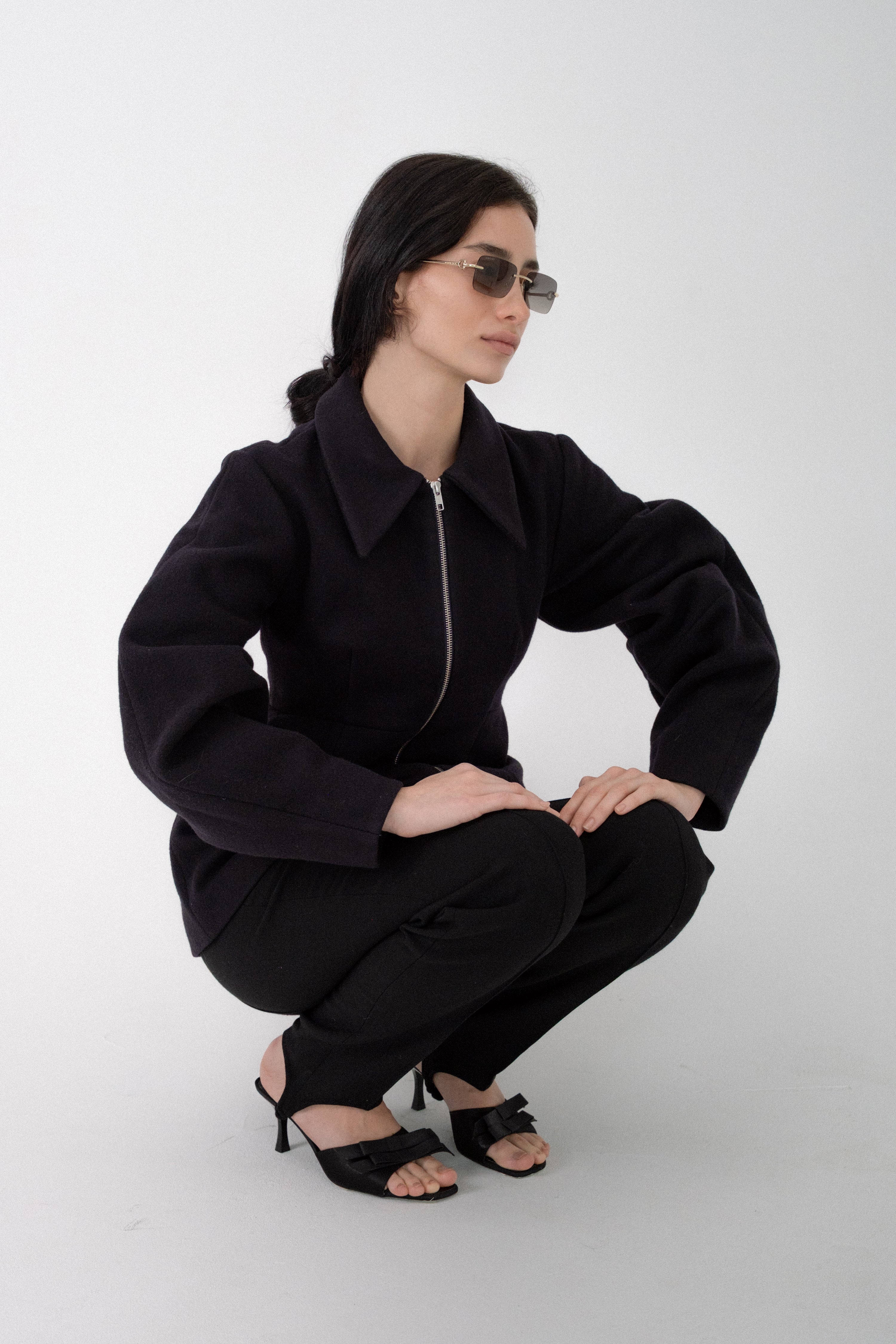 Dark Blue Wool Shaped Jacket