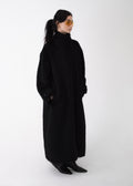 Black Wool Fur Coat