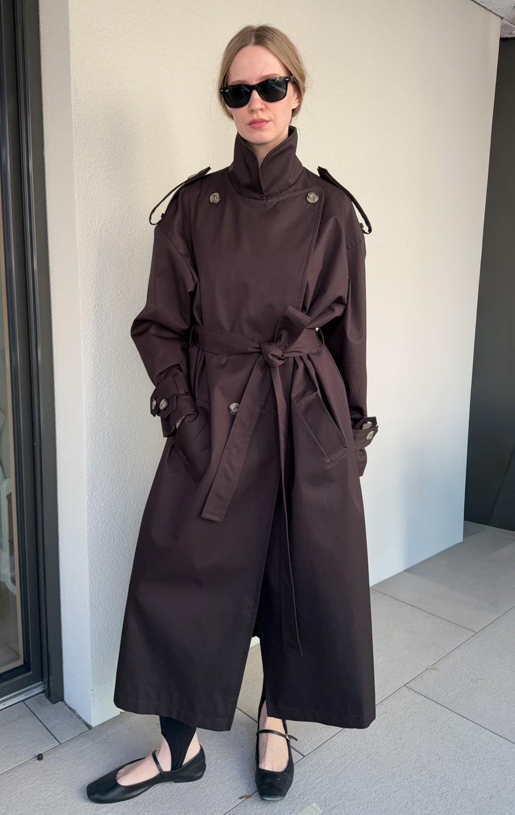 Dark Brown Cotton Trench Coat