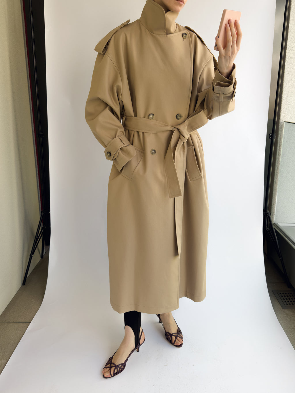 Beige Cotton Trench Coat