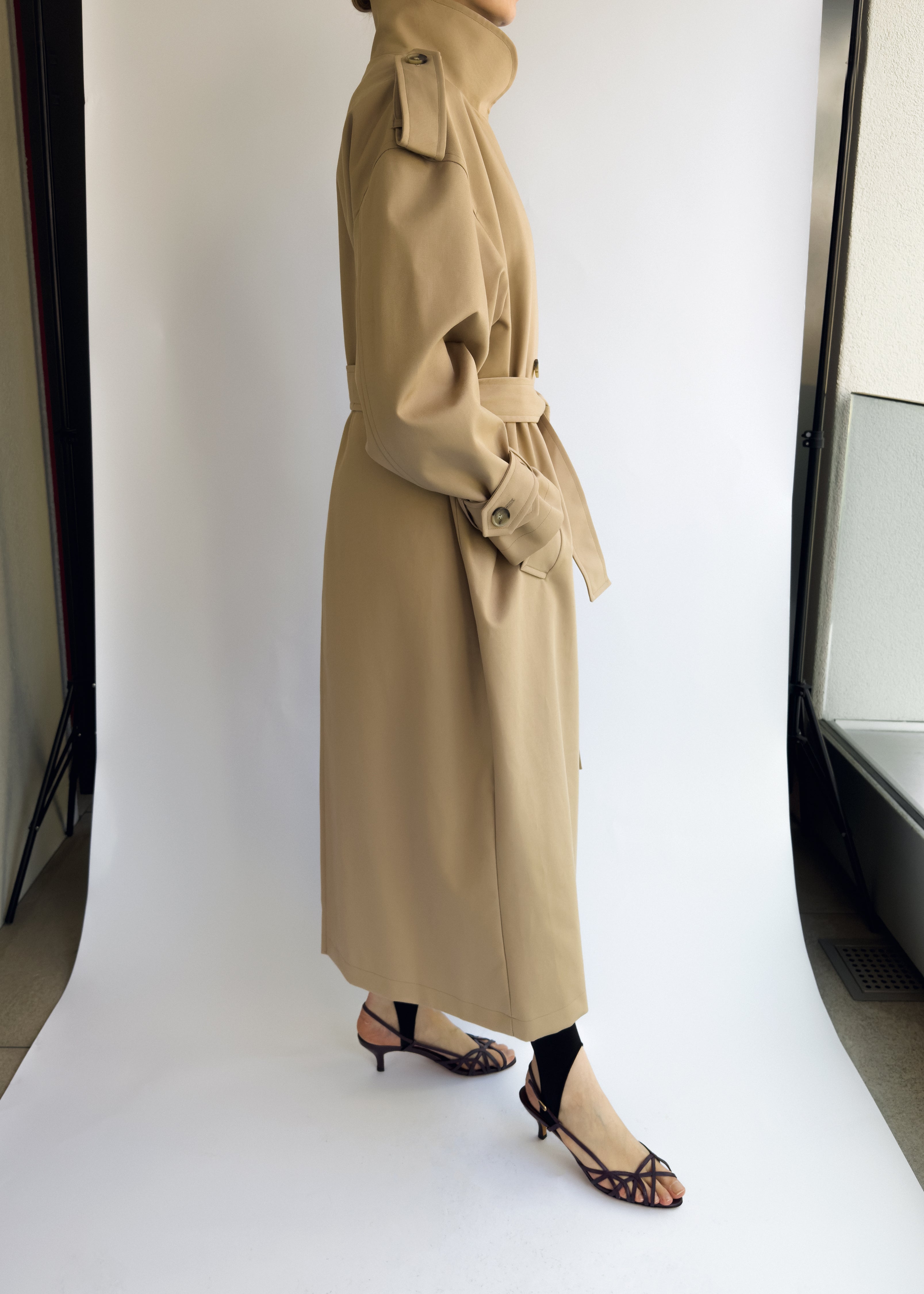 Beige Cotton Trench Coat