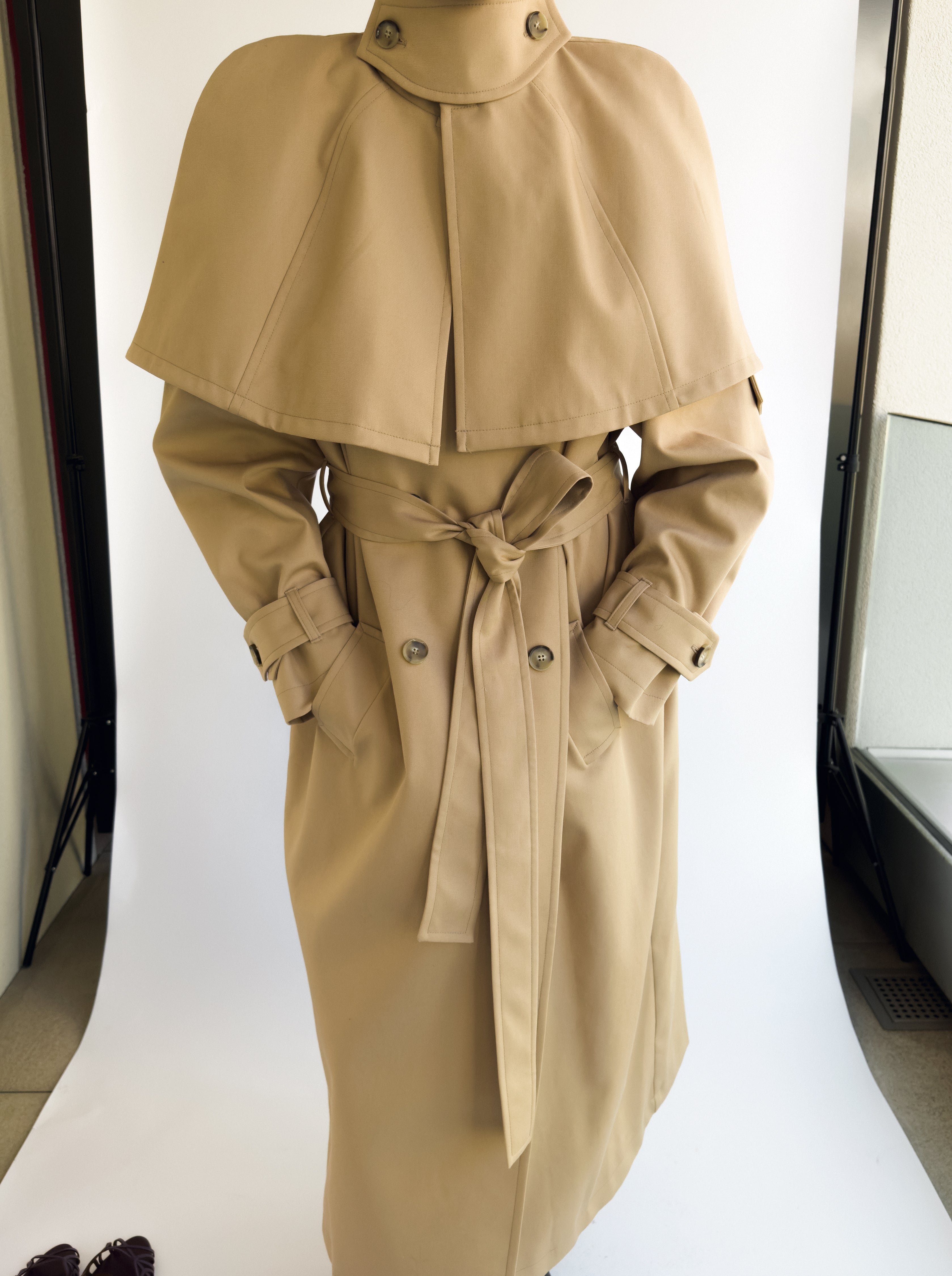 Beige Cotton Short Cape