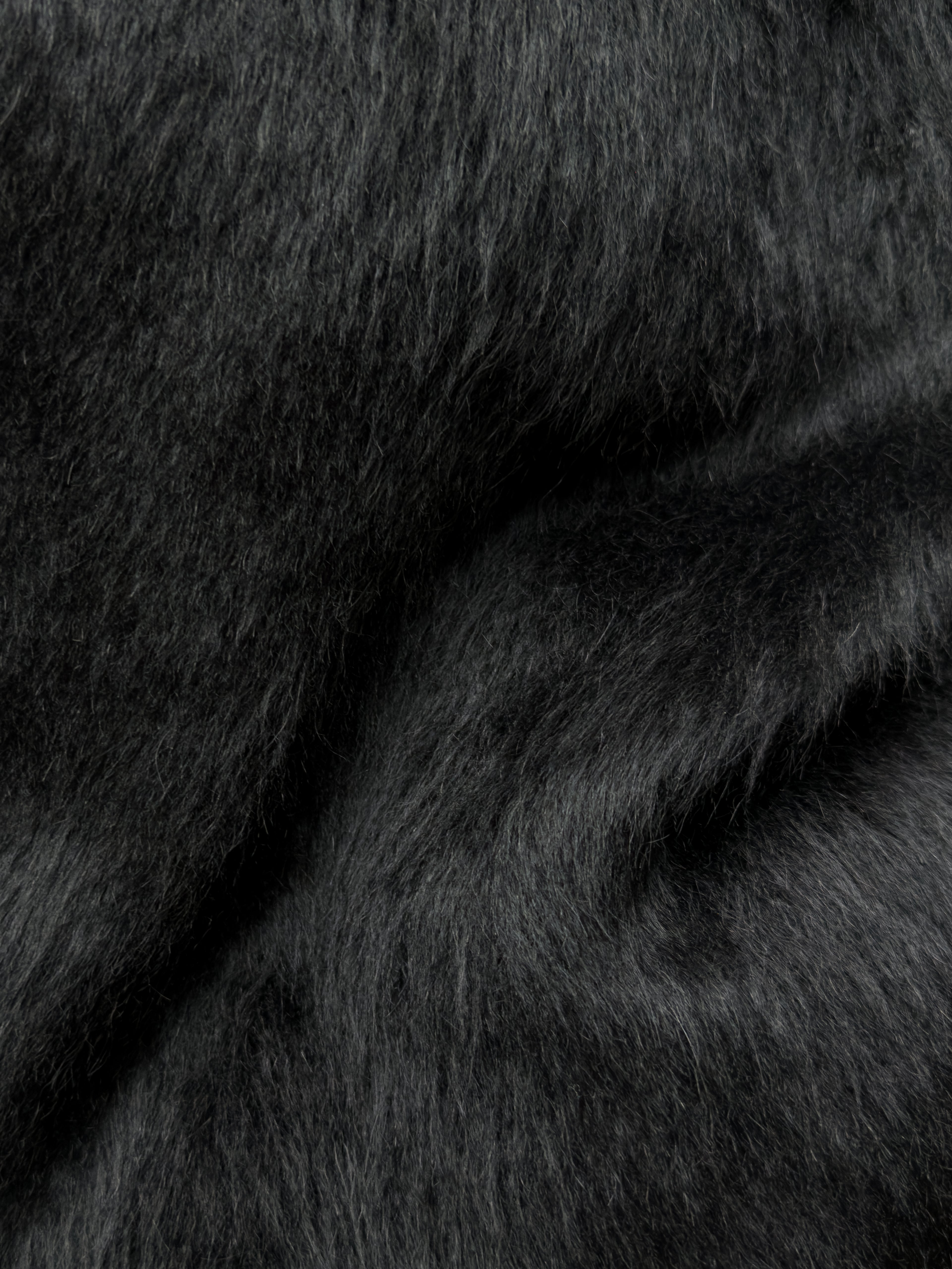 Black Wool Fur Coat