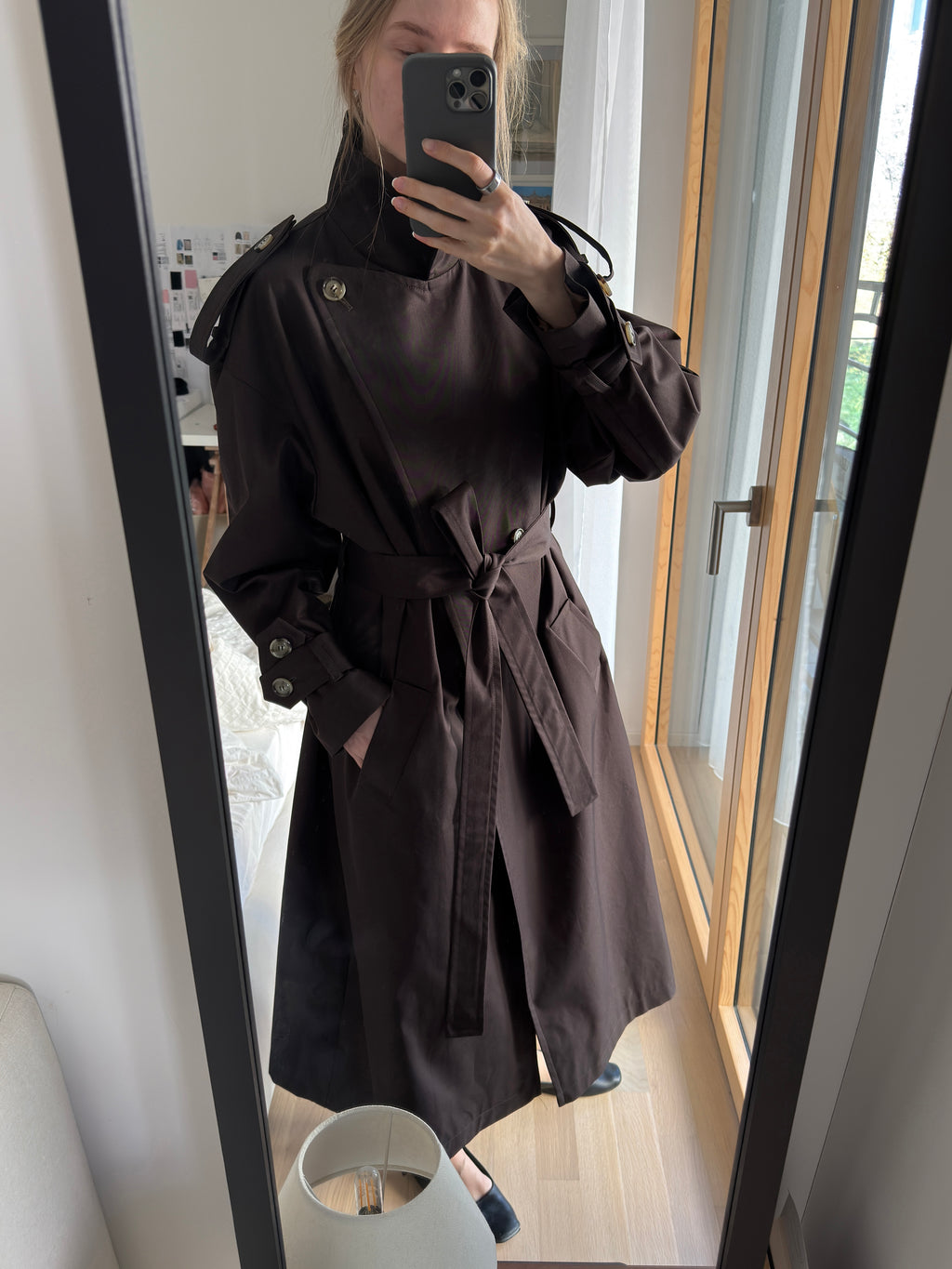 Dark Brown Cotton Trench Coat