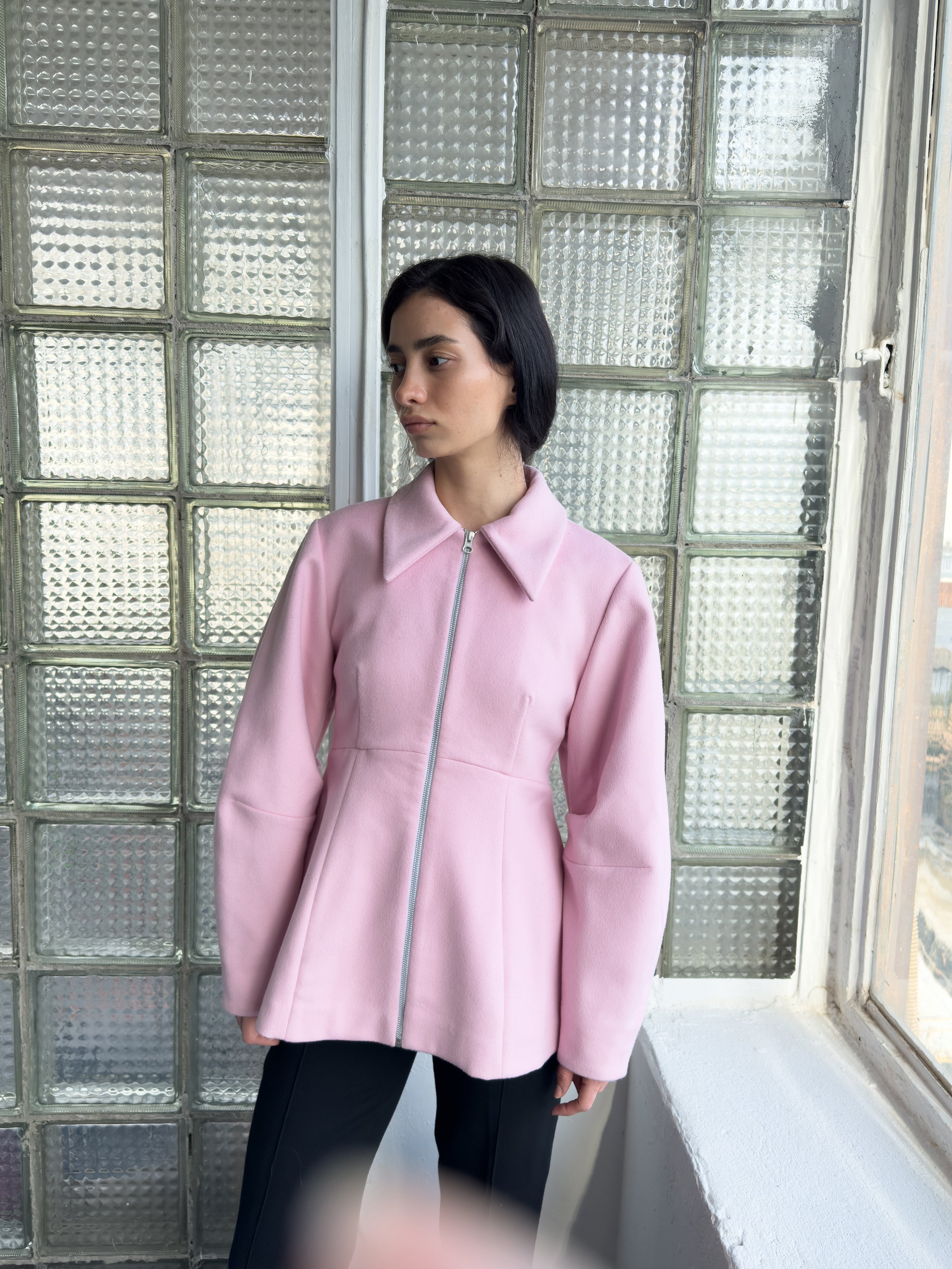 Pink Wool Shaped Jacket