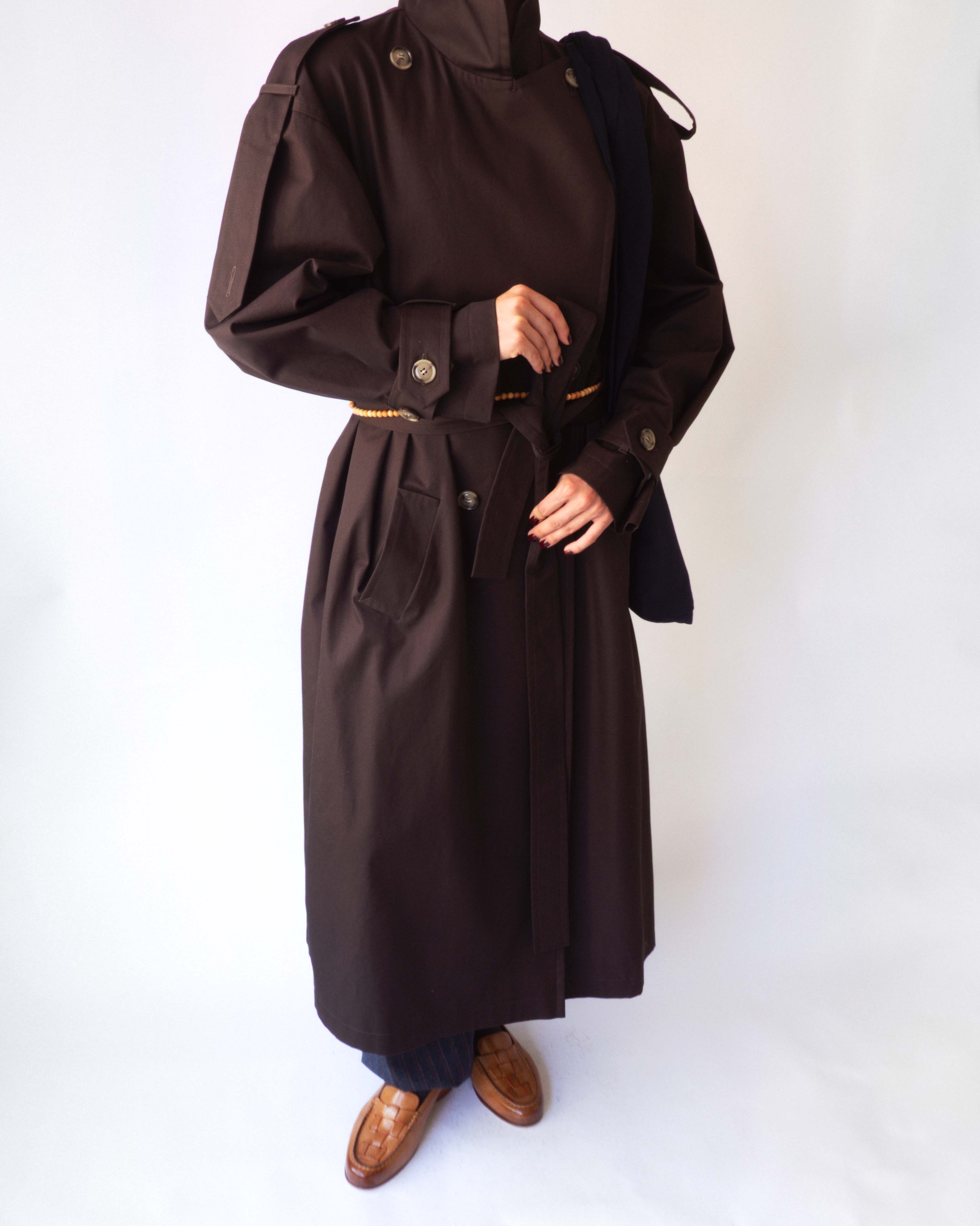 Dark Brown Cotton Trench Coat