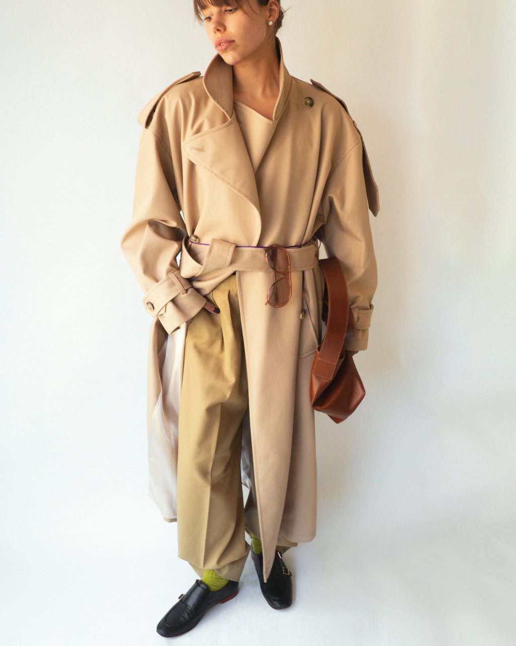 Beige Cotton Trench Coat