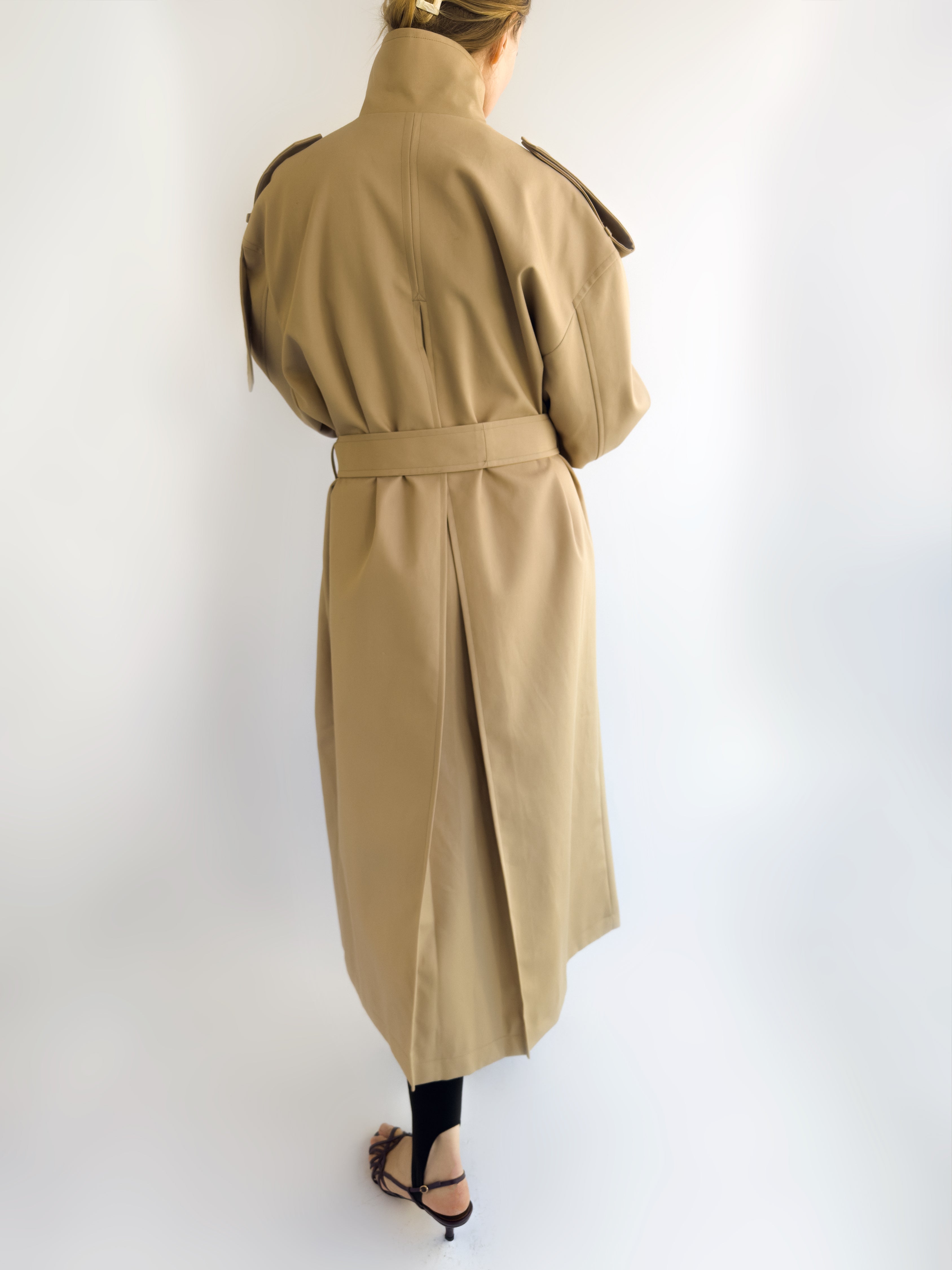 beige cotton trench coat