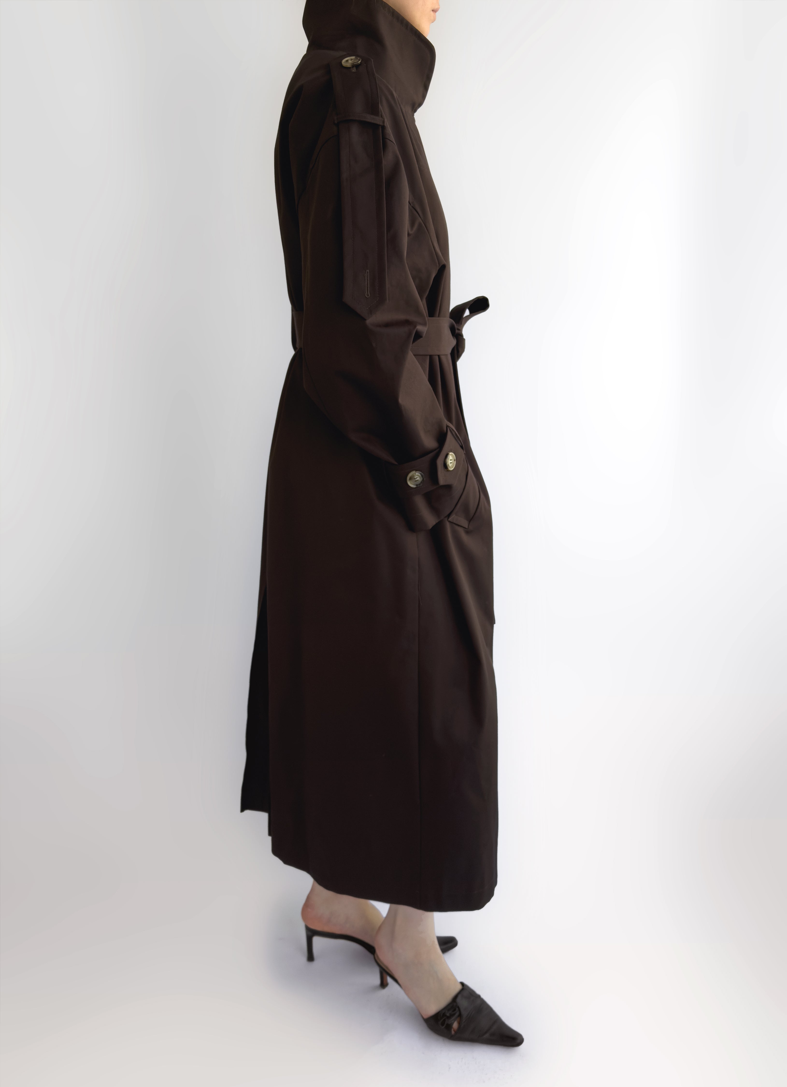 Dark Brown Cotton Trench Coat