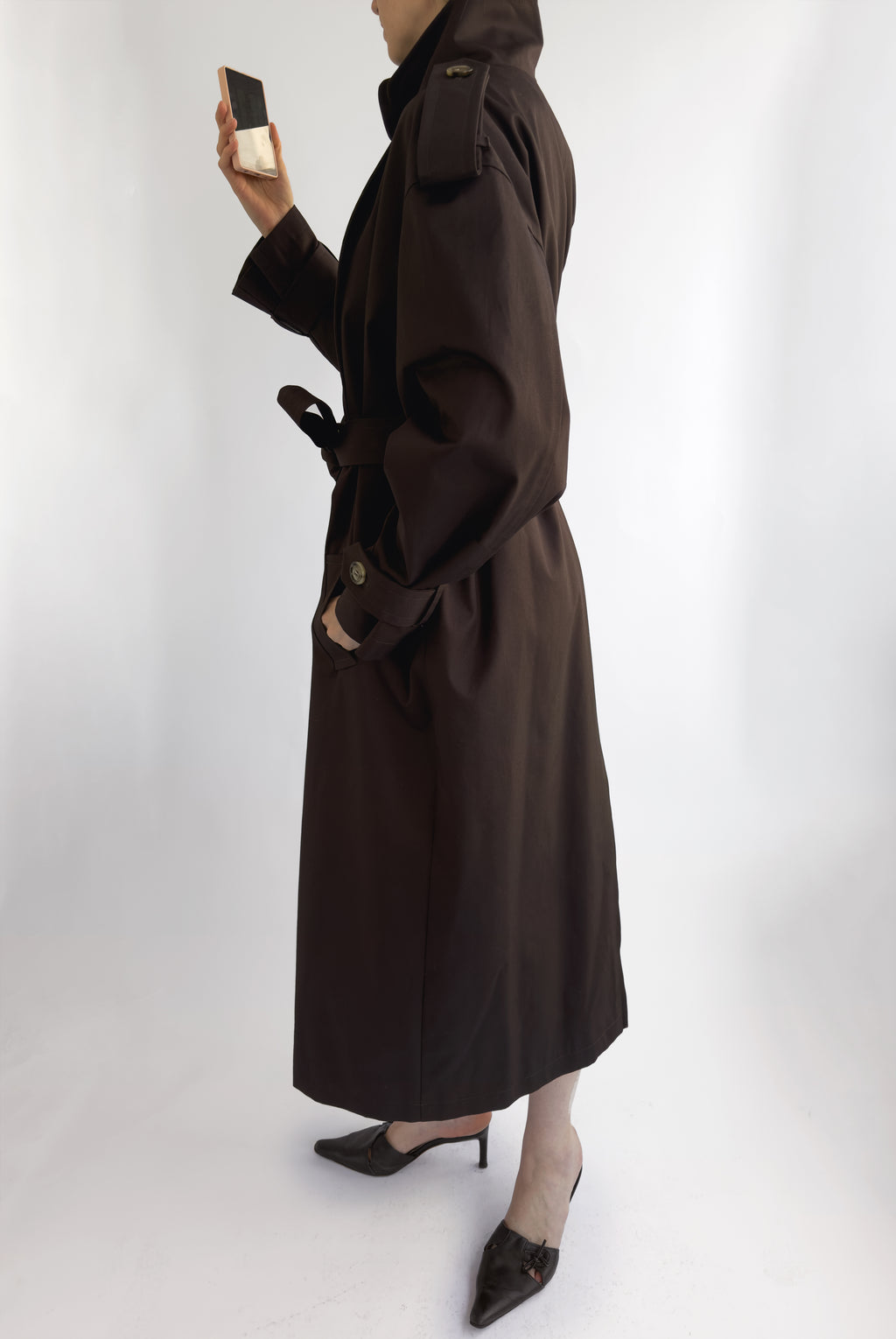 Dark Brown Cotton Trench Coat