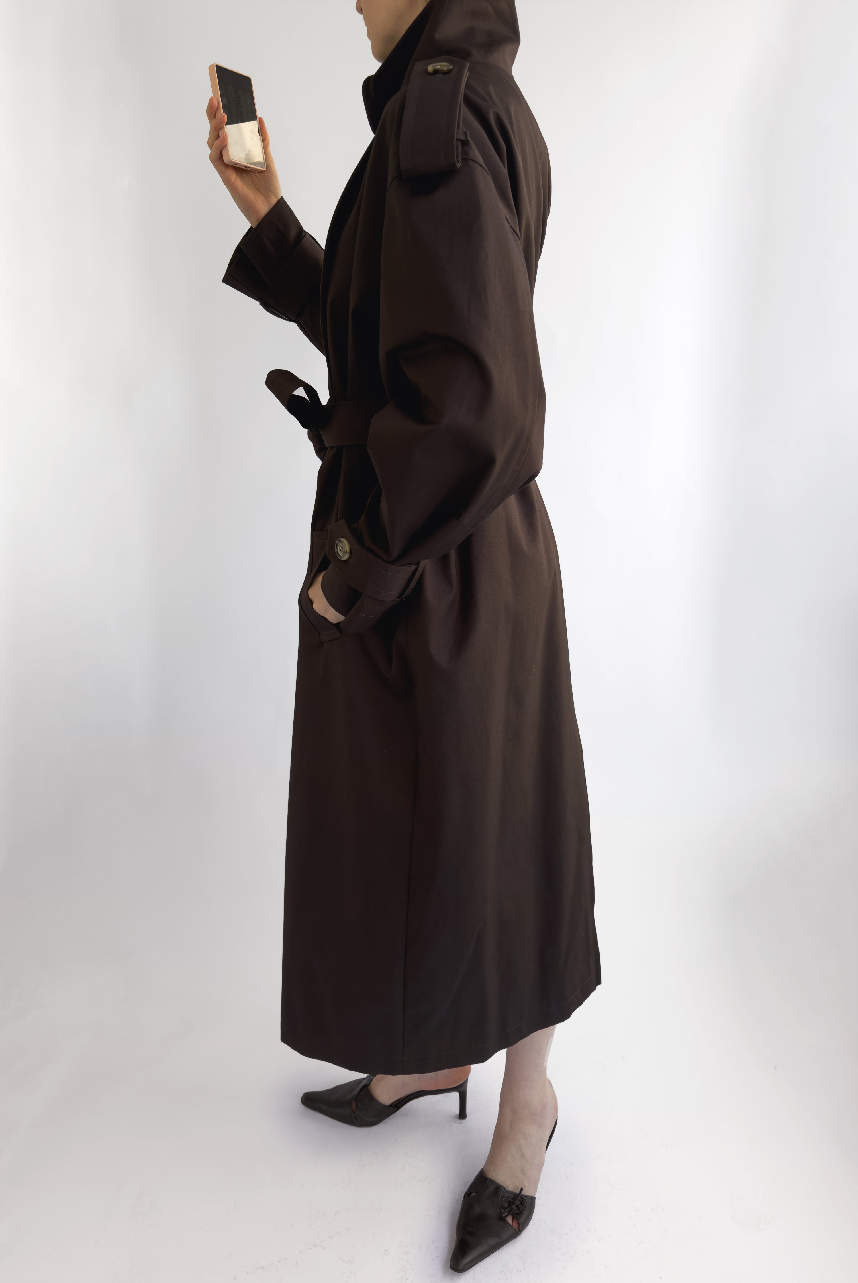 Dark Brown Cotton Trench Coat