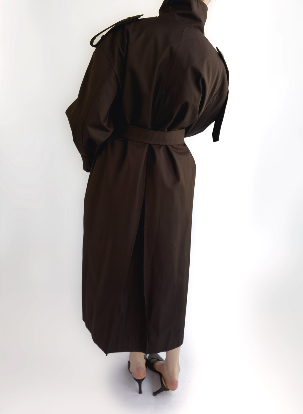 dark brown trench coat